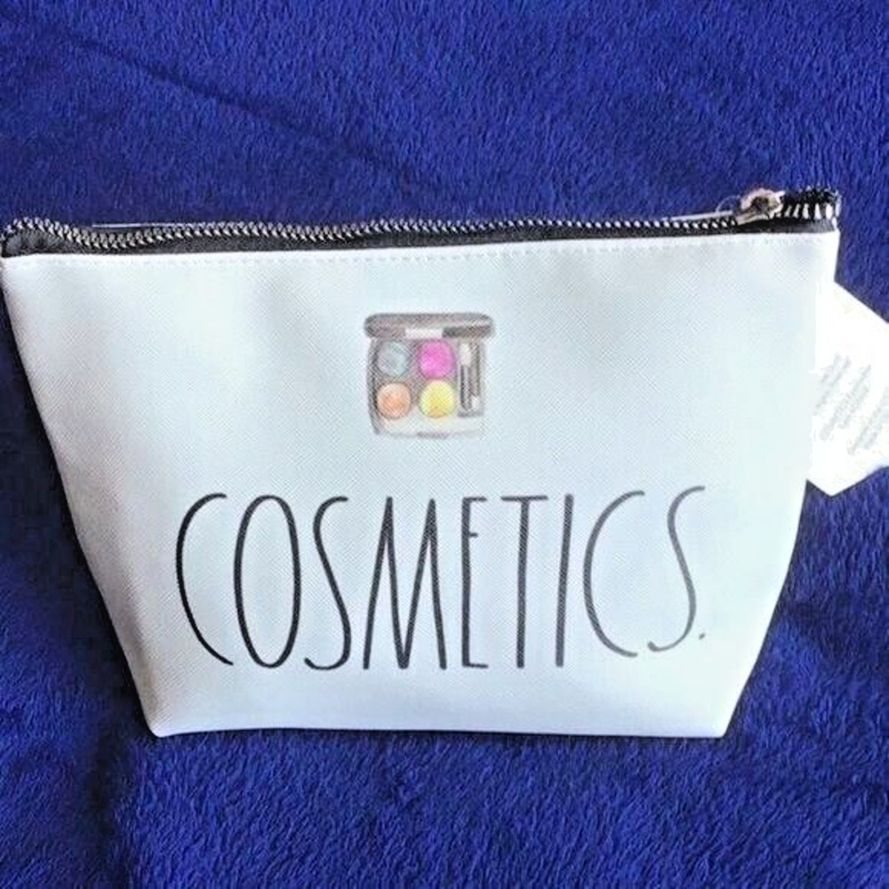Rae Dunn COSMETICS White Cosmetic Makeup Pouch 9.5 x 7 x 4 NWT